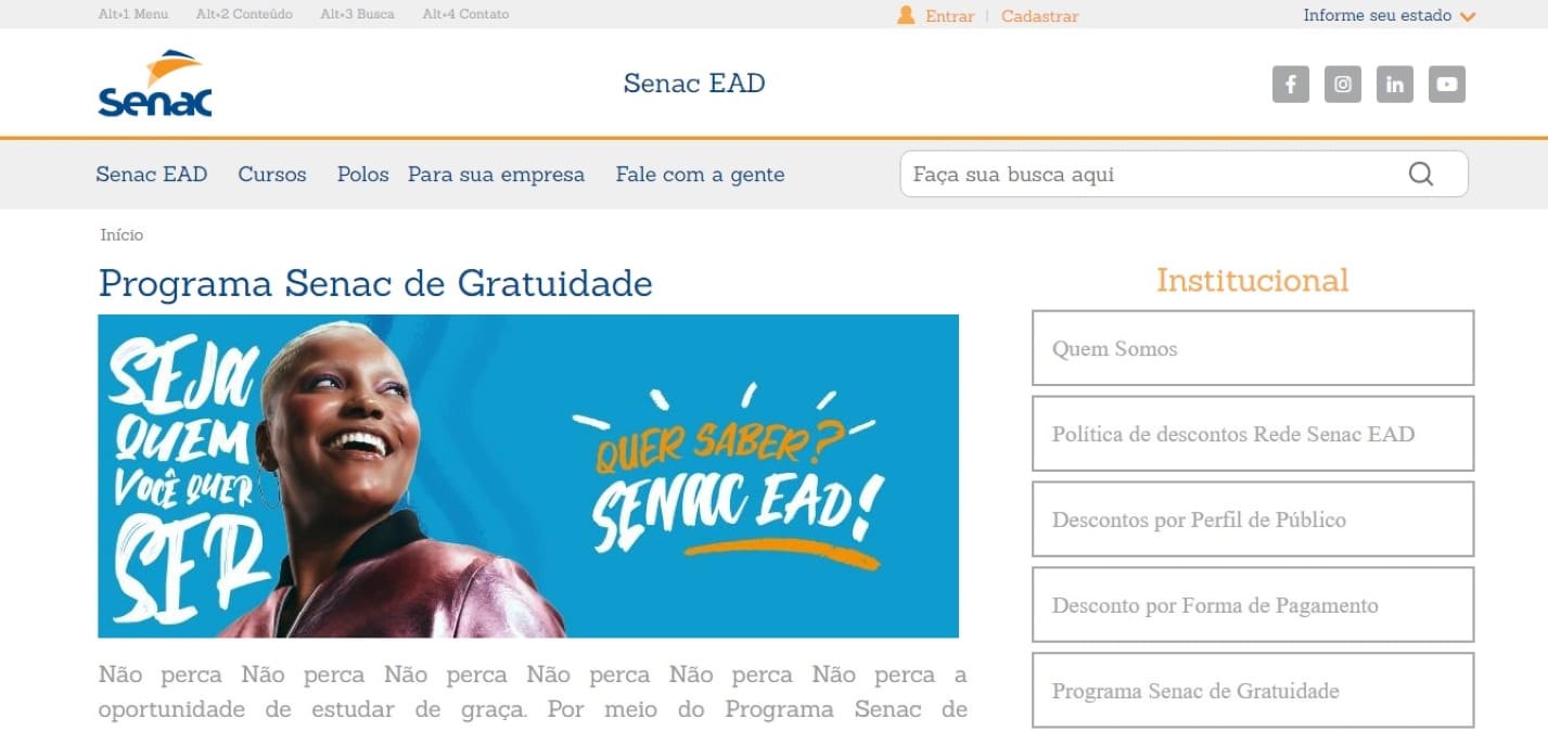 Inscri Es Nos Cursos Gratuitos Do Senac Passo A Passo